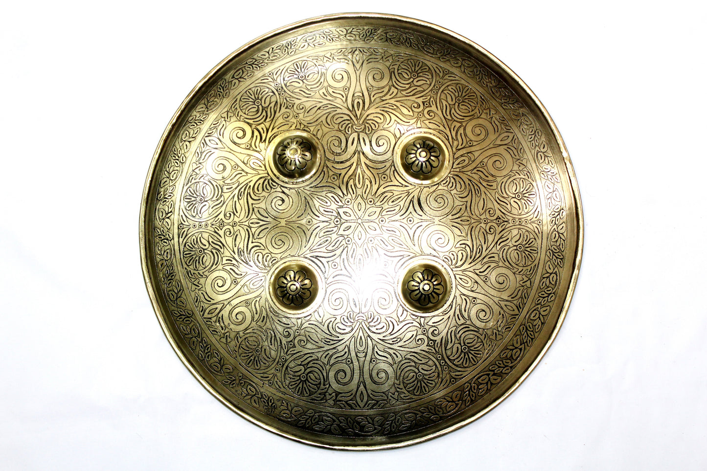 Shield Dhal India Hand Engraved Design Battle Armory Brass Polish Handmade F923