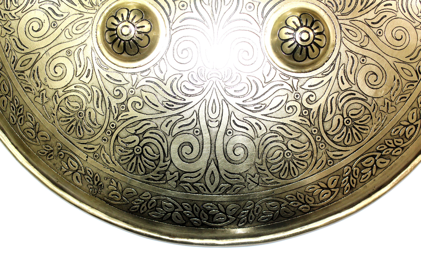 Shield Dhal India Hand Engraved Design Battle Armory Brass Polish Handmade F923
