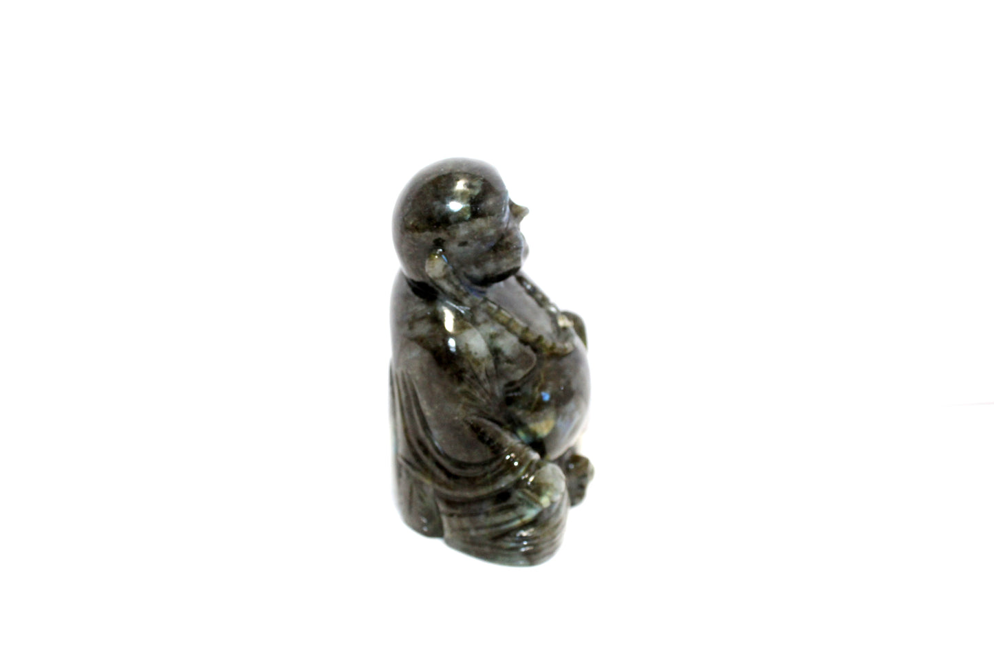 Laughing Buddha Statue Idol Money Wealth Fengshui Vastu Good Luck Figurine Figure Natural Labradorite Gem Stone Handcrafted Gemstone Gift Handmade Home Decor G938