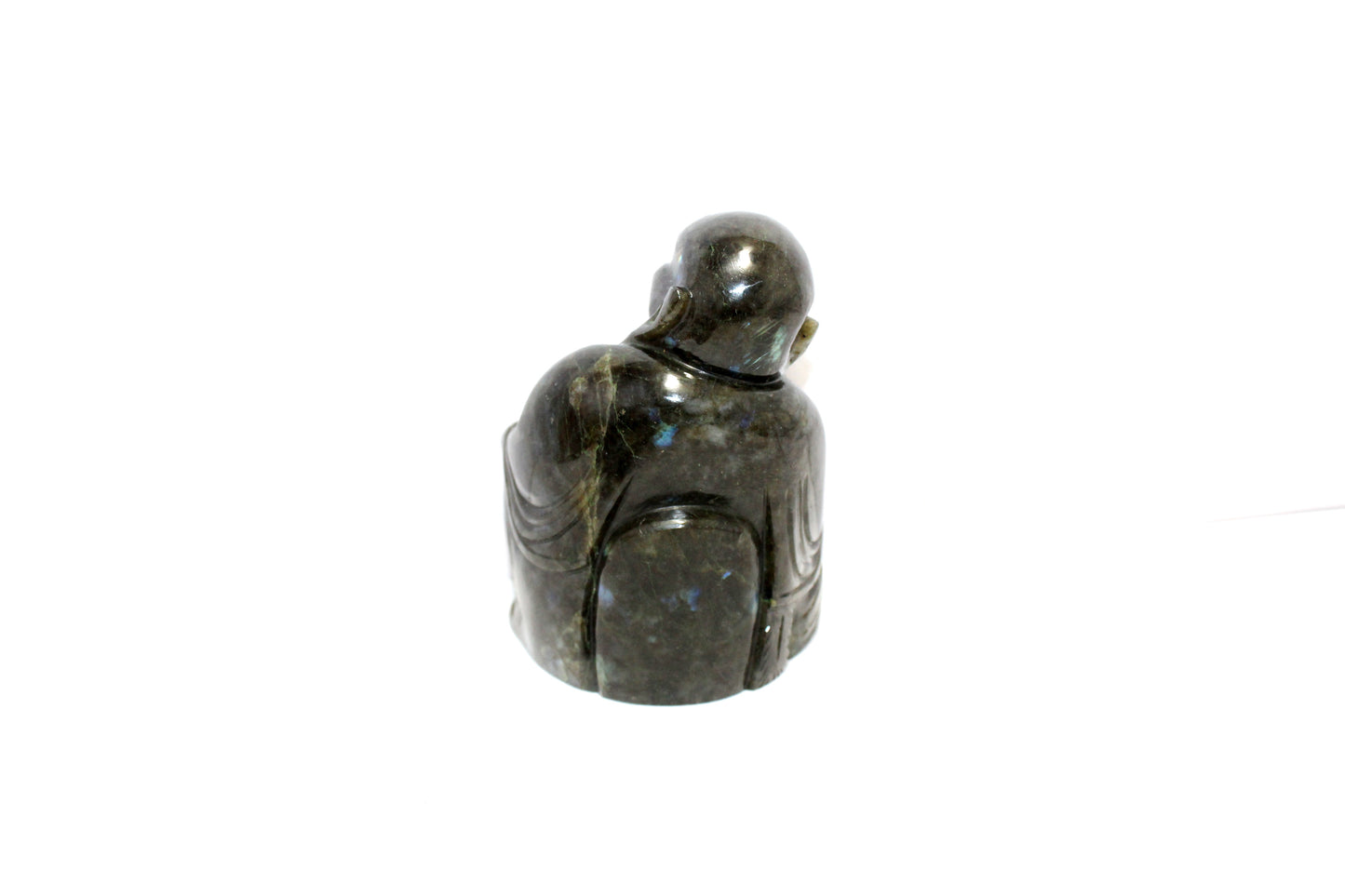 Laughing Buddha Statue Idol Money Wealth Fengshui Vastu Good Luck Figurine Figure Natural Labradorite Gem Stone Handcrafted Gemstone Gift Handmade Home Decor G938