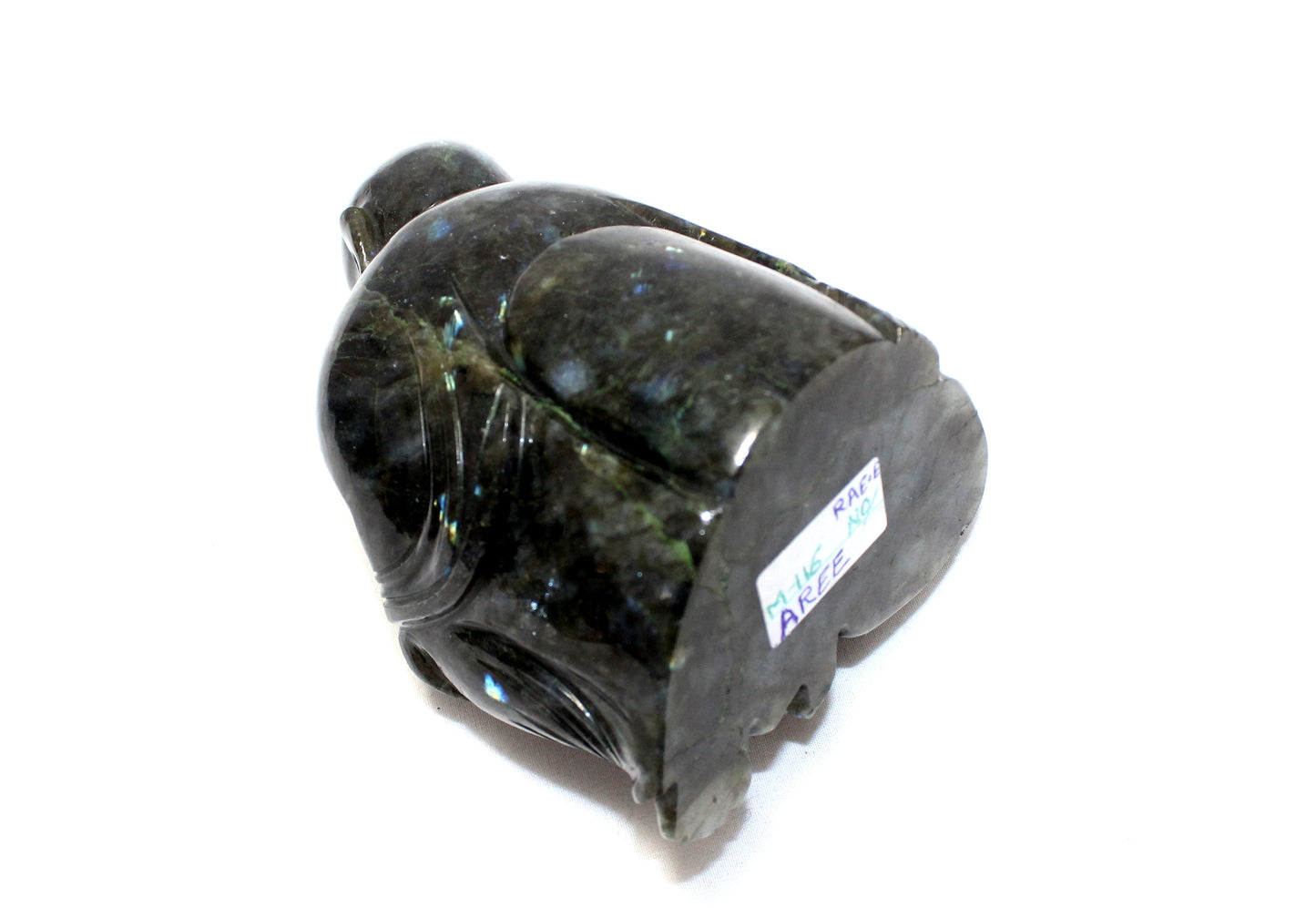 Laughing Buddha Statue Idol Money Wealth Fengshui Vastu Good Luck Figurine Figure Natural Labradorite Gem Stone Handcrafted Gemstone Gift Handmade Home Decor G938