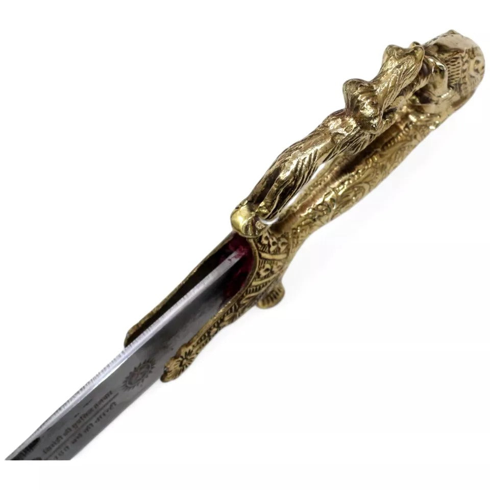 Brass Wedding Sword Hand Forged Steel Blade Elephant Handle Red Cover Decor k733