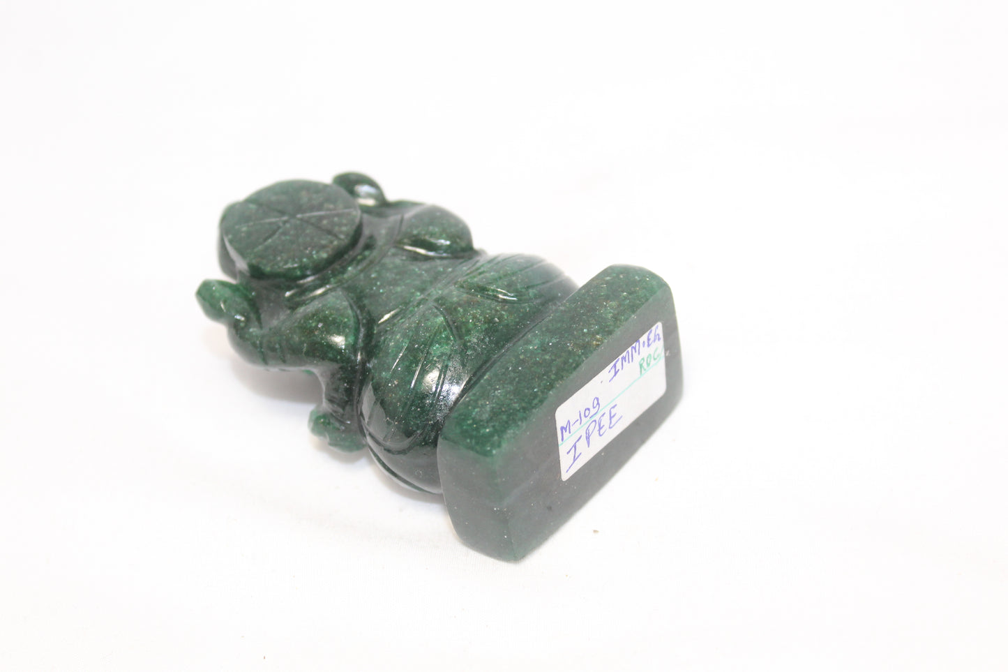 Statue Idol God Lord Ganesha Ganesh Figurine Natural Green Jade Stone E125