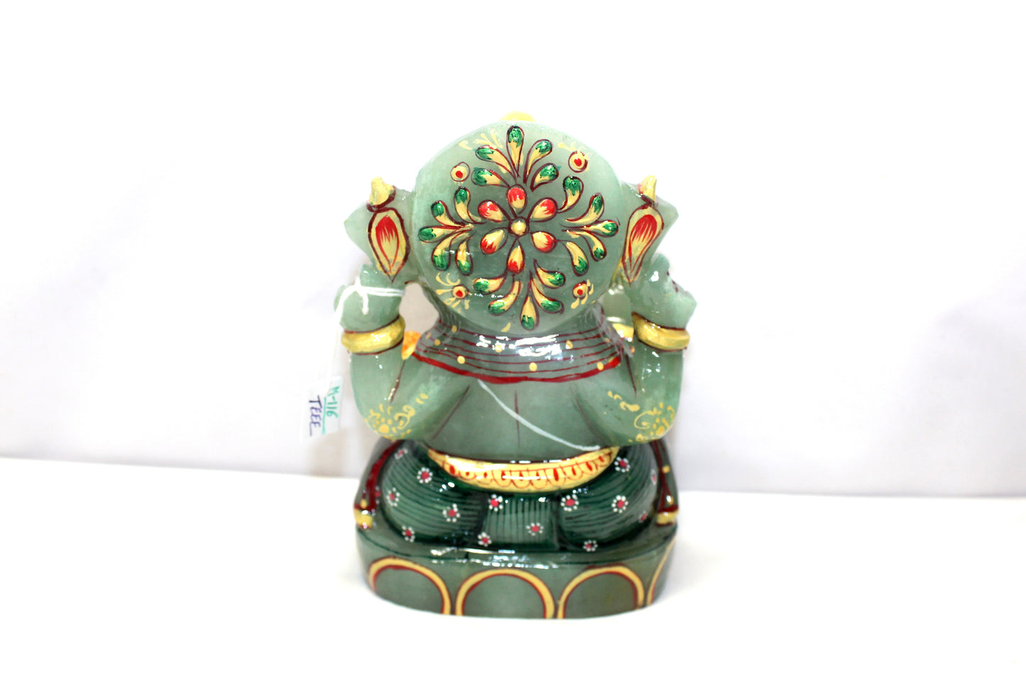 Aventurine Idol Statue Ganesha Ganesh Figurine Figure Green Natural Jade Gem Stone God Hindu Religious Hand Paint Painted Gemstone Gift Handmade Home Decor F886