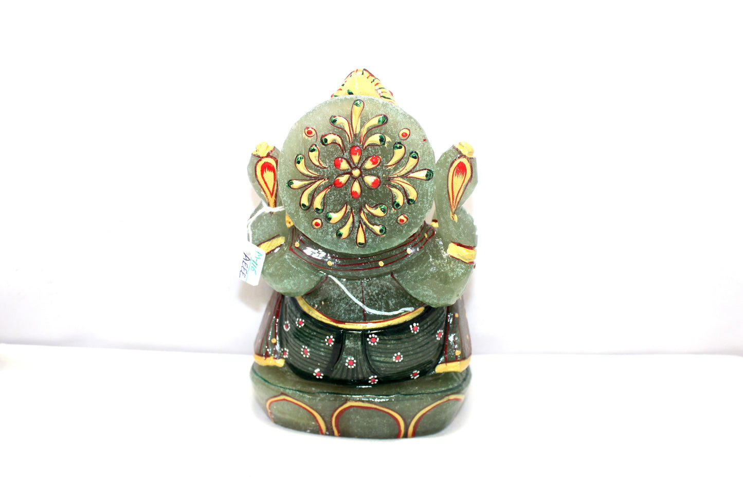 Aventurine Idol Statue Ganesha Ganesh Figurine Figure Green Natural Jade Gem Stone God Hindu Religious Hand Paint Painted Gemstone Gift Handmade Home Decor F892