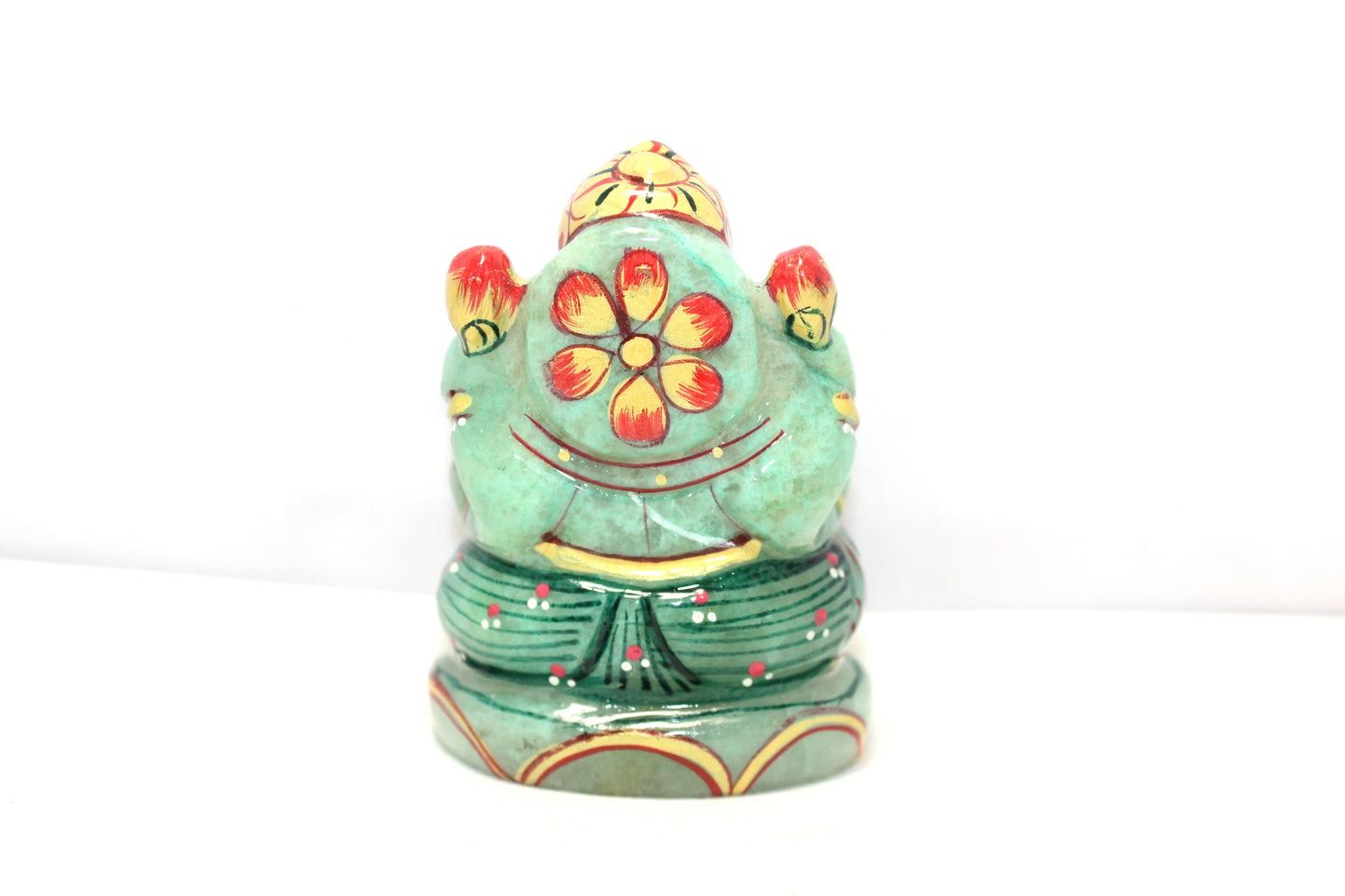 Aventurine Idol Statue Ganesha Ganesh Figurine Figure Green Natural Jade Gem Stone God Hindu Religious Hand Paint Painted Gemstone Gift Handmade Home Decor F893