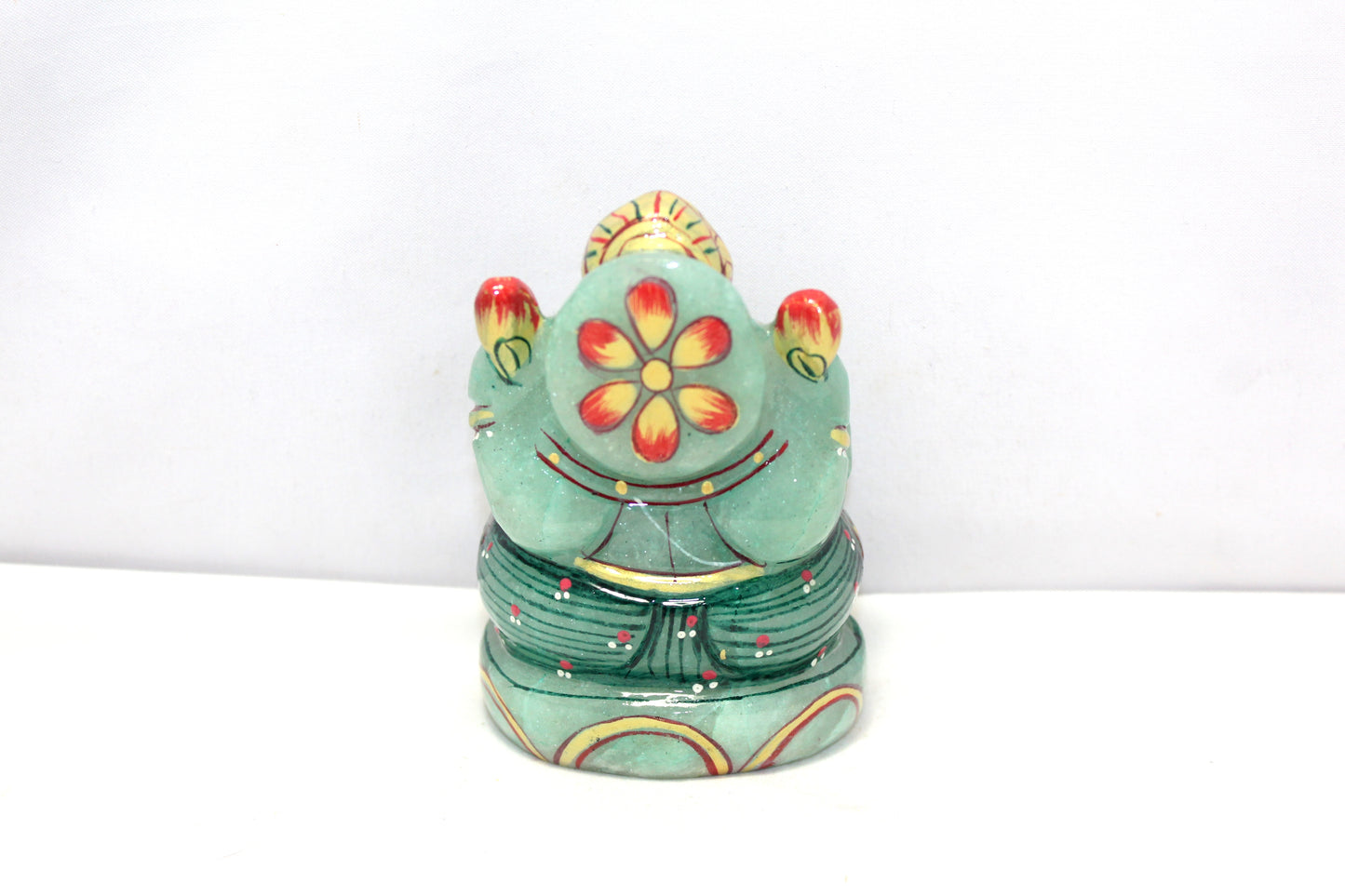 Aventurine Idol Statue Ganesha Ganesh Figurine Figure Green Natural Jade Gem Stone God Hindu Religious Hand Paint Painted Gemstone Gift Handmade Home Decor F901