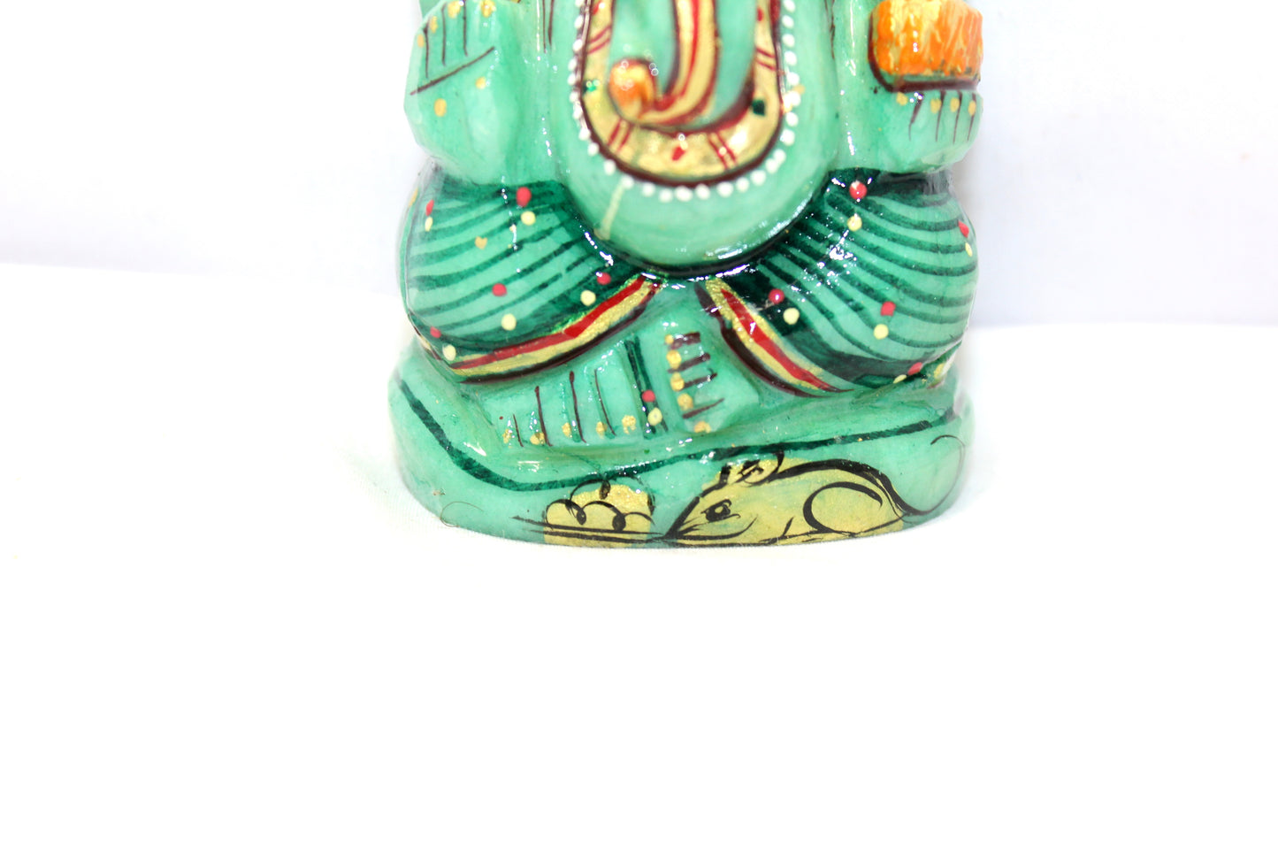 Aventurine Idol Statue Ganesha Ganesh Figurine Figure Green Natural Jade Gem Stone God Hindu Religious Hand Paint Painted Gemstone Gift Handmade Home Decor F902