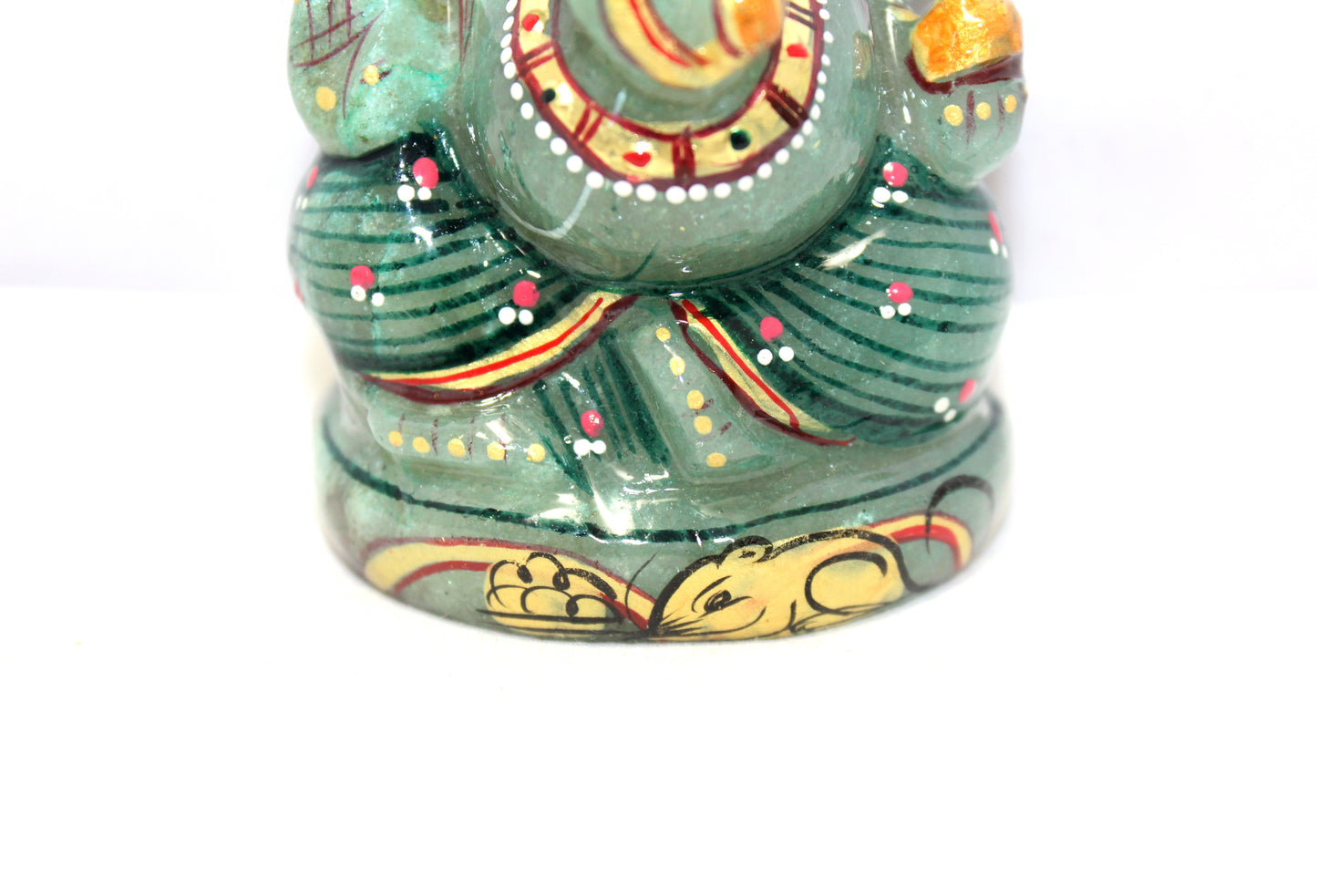 Aventurine Idol Statue Ganesha Ganesh Figurine Figure Green Natural Jade Gem Stone God Hindu Religious Hand Paint Painted Gemstone Gift Handmade Home Decor F903