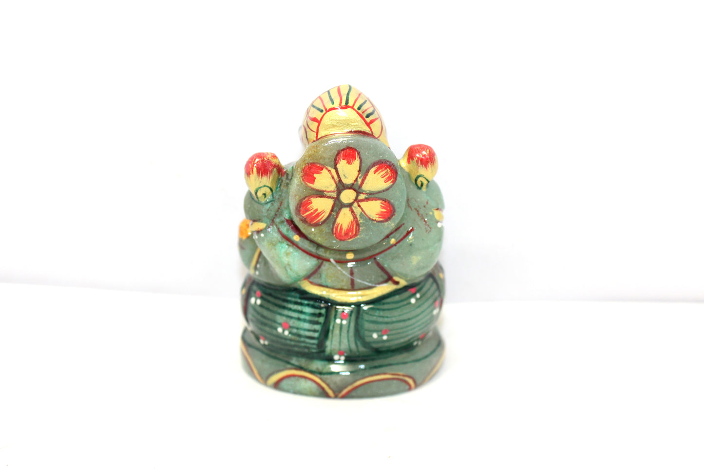 Aventurine Idol Statue Ganesha Ganesh Figurine Figure Green Natural Jade Gem Stone God Hindu Religious Hand Paint Painted Gemstone Gift Handmade Home Decor F903