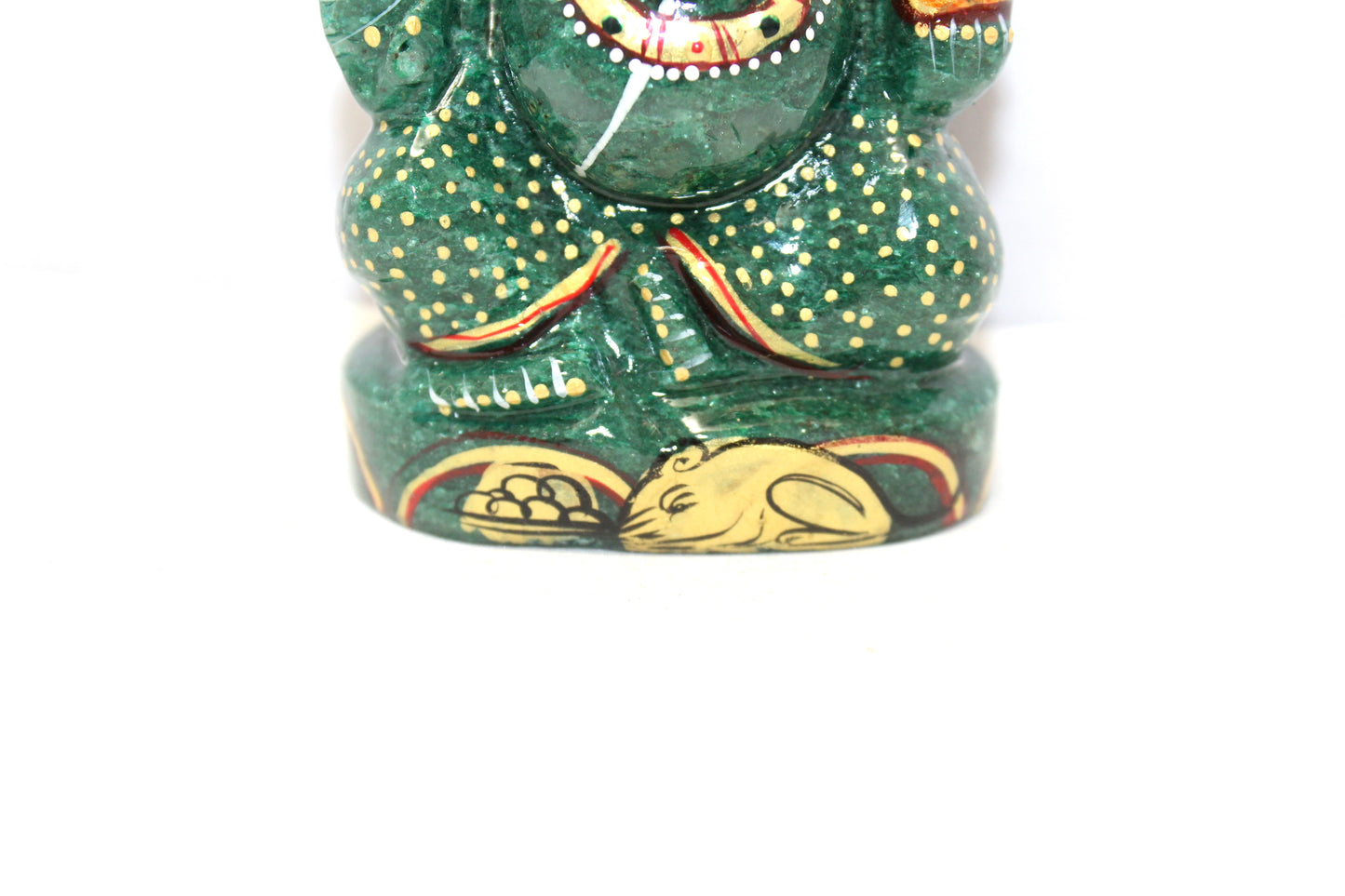 Aventurine Idol Statue Ganesha Ganesh Figurine Figure Green Natural Jade Gem Stone God Hindu Religious Hand Paint Painted Gemstone Gift Handmade Home Decor F905