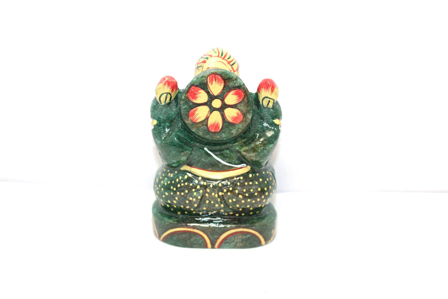 Aventurine Idol Statue Ganesha Ganesh Figurine Figure Green Natural Jade Gem Stone God Hindu Religious Hand Paint Painted Gemstone Gift Handmade Home Decor F905