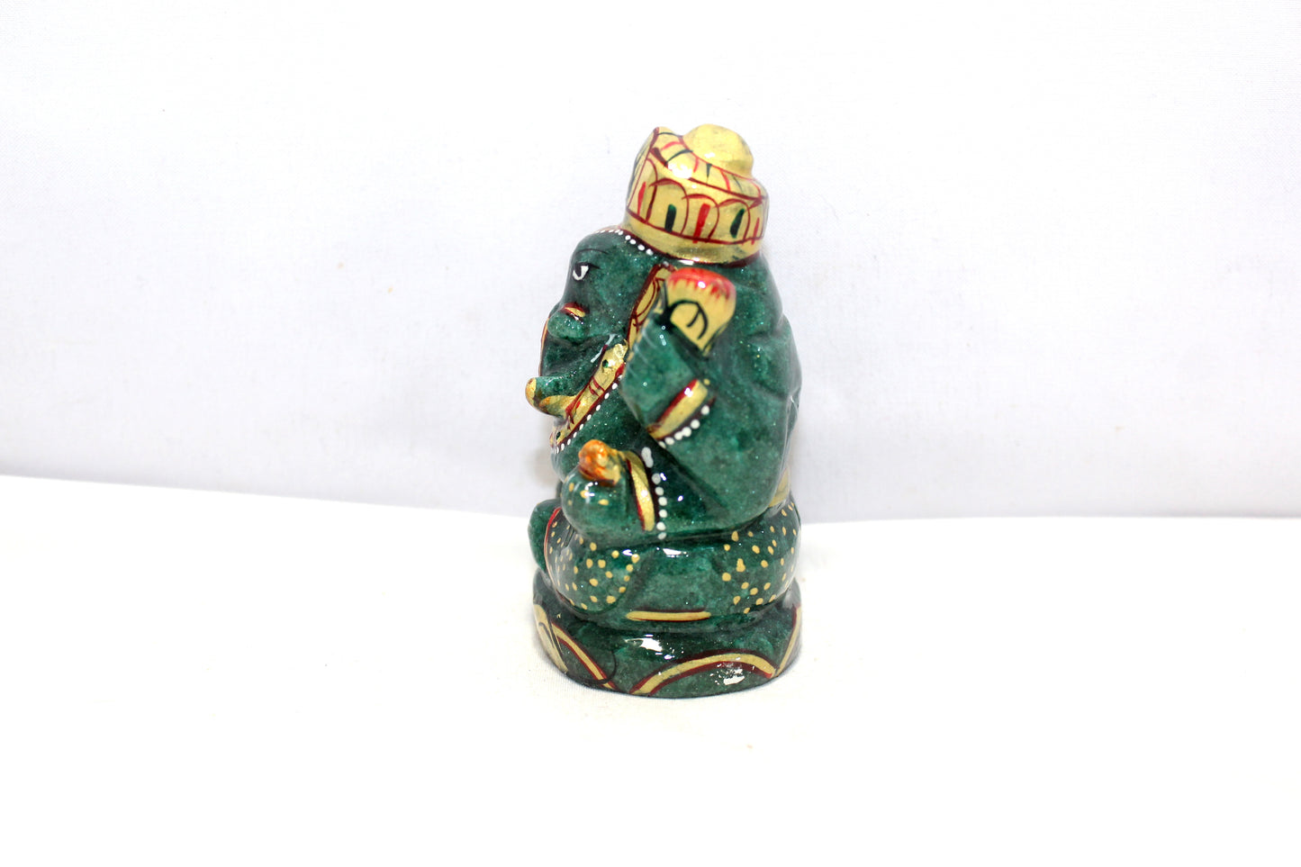 Aventurine Idol Statue Ganesha Ganesh Figurine Figure Green Natural Jade Gem Stone God Hindu Religious Hand Paint Painted Gemstone Gift Handmade Home Decor F909