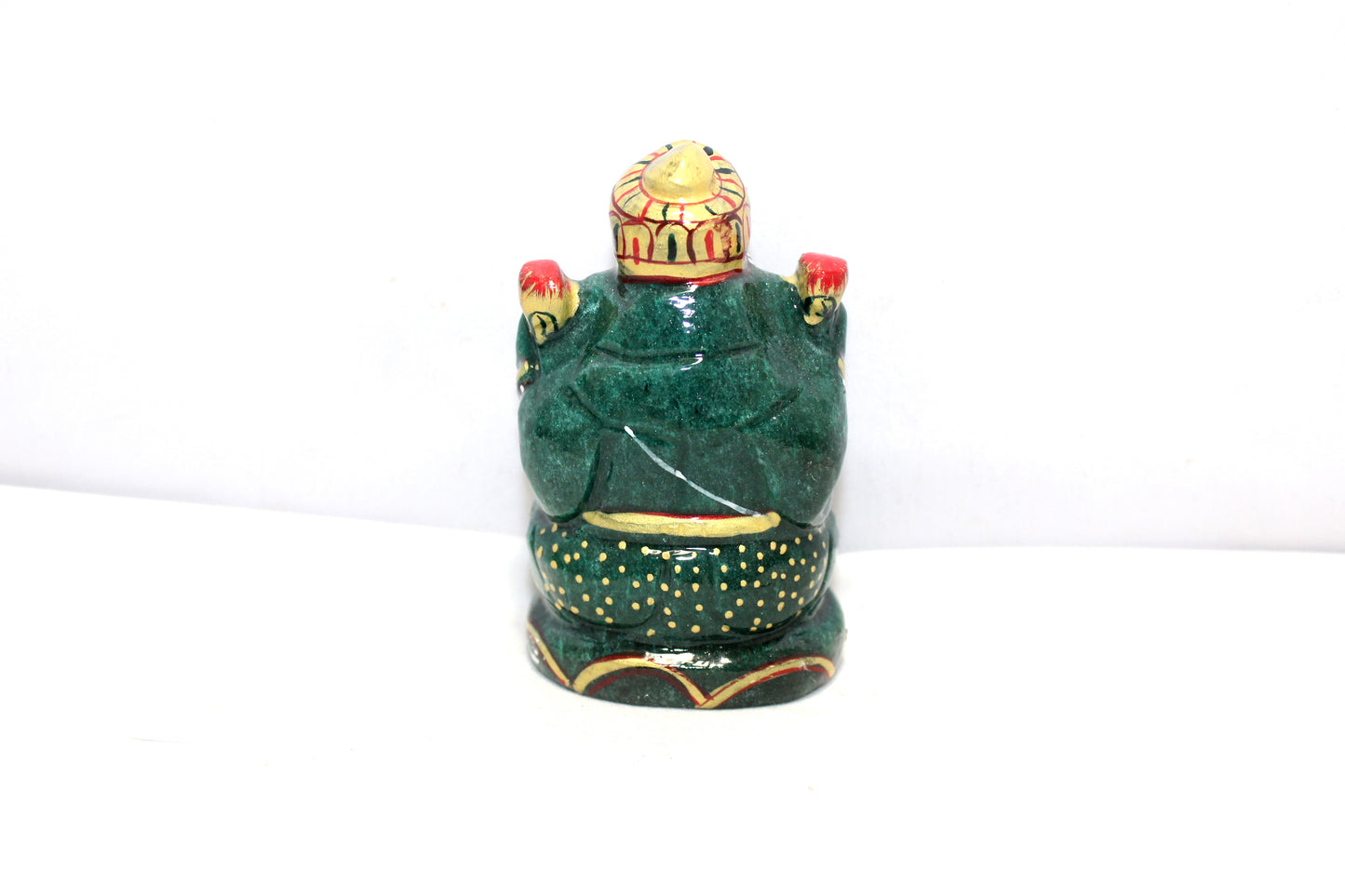 Aventurine Idol Statue Ganesha Ganesh Figurine Figure Green Natural Jade Gem Stone God Hindu Religious Hand Paint Painted Gemstone Gift Handmade Home Decor F909