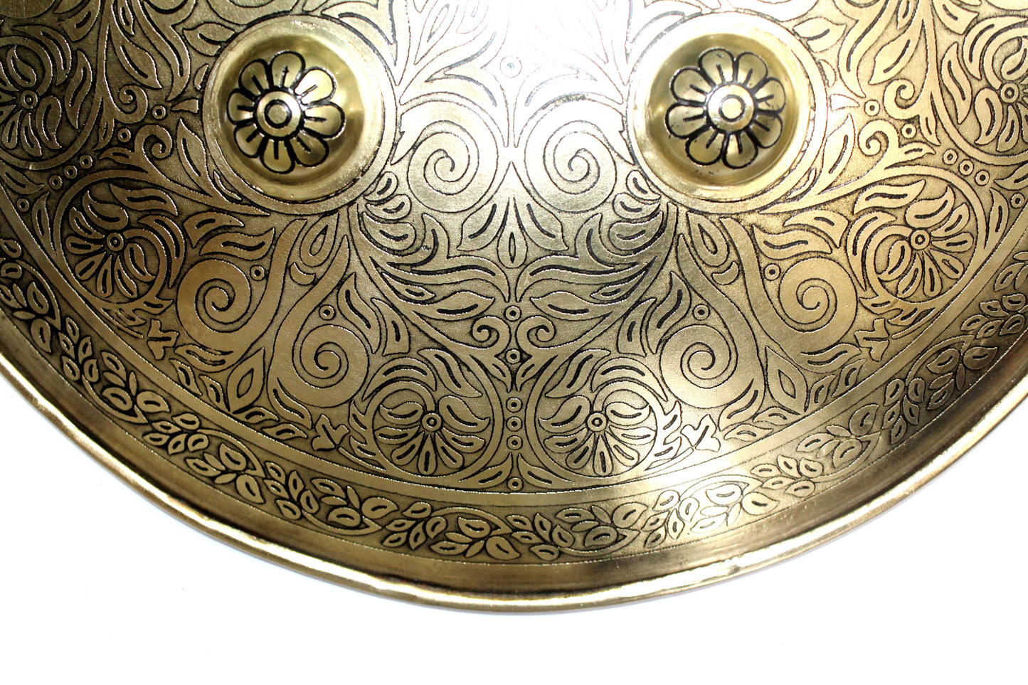 Shield Dhal India Hand Engraved Design Battle Armory Brass Polish Handmade F923