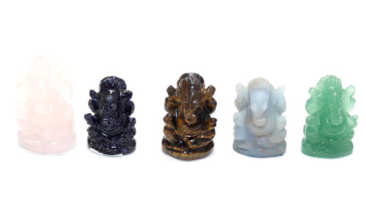 5pcs Set Idol Statue Ganesha Ganesh Figurine Figure Natural Gem Stone God Hindu Religious Handcrafted Gemstone Gift Handmade Home Decor G924