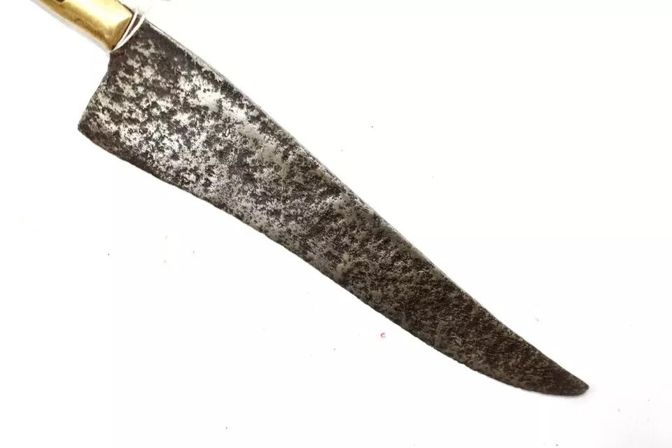 Antique Pesh-kabz Dagger Old Knife Hand Forged Steel Blade Brass Handle H119